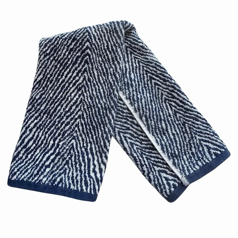 RALPH LAUREN SANDERS NAVY WHITE HERRINGBONE HAND TOWEL VERY GOOD PREOWNED